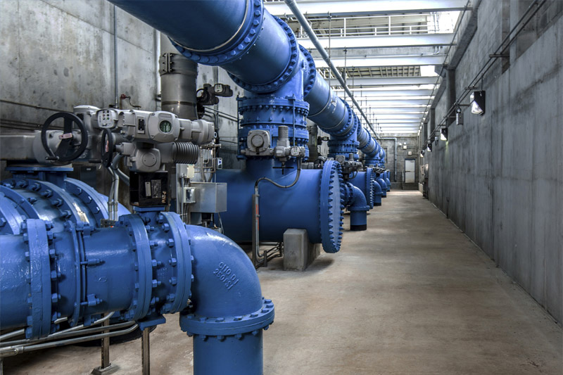 Pipe gallery at the Tampa Bay Regional Surface Water Treatment Plant